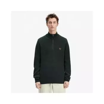 Fred Perry Textured Half Zip Knit Night Green Afpm2436540 Q20 M