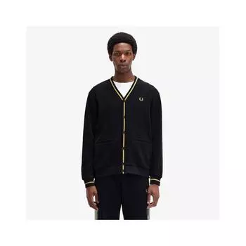 Fred Perry Tip Pique Textured Cardigan Navy Afpm2432654 W75 M