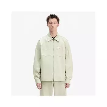 Fred Perry Twill молния через верхнюю рубашку светло-устричный Afpm2438727 P04 M