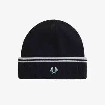Fred Perry Twin Tip Merino Wool Beanie Navy Cfpu2439150 L51 Free