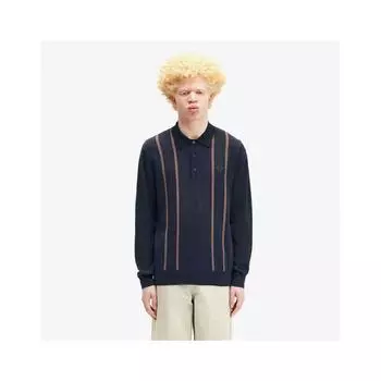 Fred Perry Vertical Stripe Knit Shirt Navy Afpm2436537 608 S