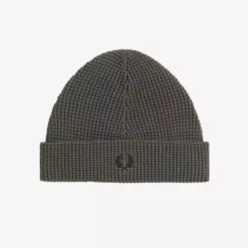 Fred Perry Waffle Knit Cotton Beanie Field Green Cfpu2438130 638 Free