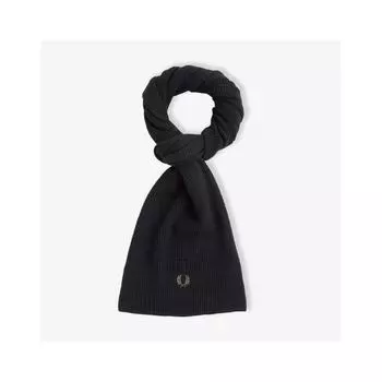 Fred Perry Waffle Knit Cotton Scarf Black Cfpu2438150 102 Free