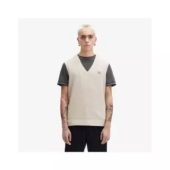 Fred Perry Waffle Stitch Vest Porridge Afpm2438556 X23 M