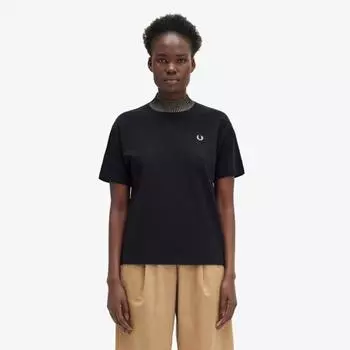 Fred Perry [womens] Space Dye Trim Pique T shirT Black Afpf2438116 102 S