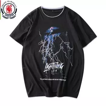 FREDD MARSHALL 2021, новая модная двухслойная футболка с короткими рукавами, мужская футболка с круглым вырезом, темные футболки с принтом молний, уличная одежда 3209
