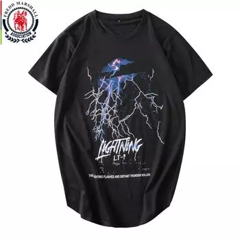 FREDD MARSHALL 2021, новая модная футболка с принтом молний, мужская повседневная футболка в стиле хип-хоп с изогнутым подолом, уличная одежда с короткими рукавами 3207