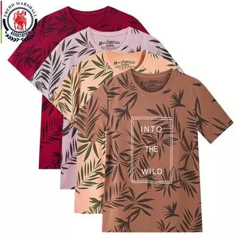 FREDD MARSHALL 2021, новая модная мужская футболка с рисунком, повседневная мужская футболка из 100% хлопка с коротким рукавом, мужские футболки с круглым вырезом и принтом листьев 361
