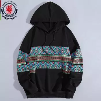 FREDD MARSHALL 2022, осенние новые модные толстовки с принтом GEO, мужские повседневные лоскутные толстовки с капюшоном на шнурке, уличная одежда, топы DW07