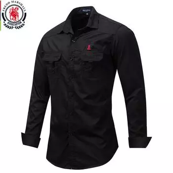 Fredd Marshall, новая классическая базовая джинсовая рубашка с длинными рукавами, повседневные деловые рабочие рубашки из 100% хлопка, модная мужская одежда 2021, 116