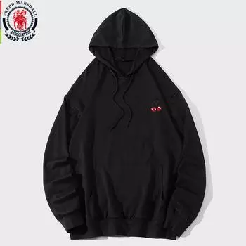 FREDD MARSHALL, новинка весны 2021, мужская толстовка с вышивкой вишни, повседневная однотонная классическая толстовка с капюшоном, пуловер с длинными рукавами 1401