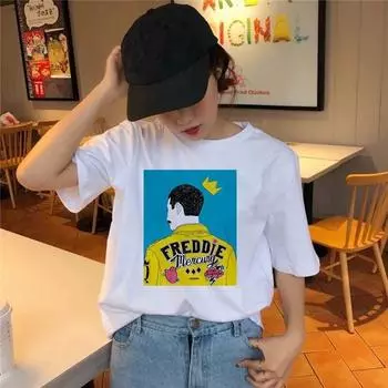 Фредди Меркьюри, футболка Queen Band, женская футболка в стиле хип-хоп, ретро-рок, хипстерская футболка, винтажная XL белый