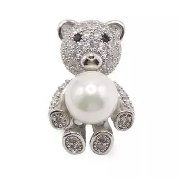 FREE ANGEL Милый медведь, маленькая шляпа, полотенце, платина 3A, циркониевая ракушка, независимая, элегантная и выпускная, вход в школу, магнитная, стильная брошь, цепочка