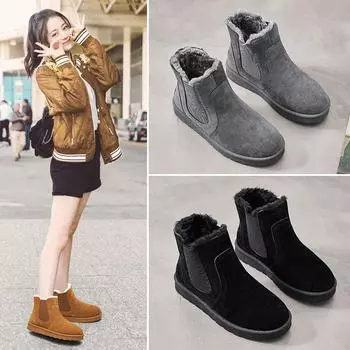 [Free shipping] 2019 winter new trendy warm cotton shoes for women, Korean version of fashionable velvet women s snow boots 35