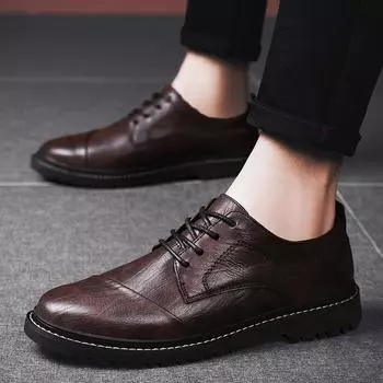 [Free shipping] 2025 autumn new youth single shoes, Korean version of versatile British casual men s leather shoes 38