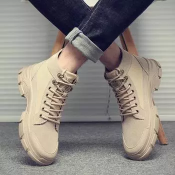 [Free shipping] Winter high-top velvet Martin boots for men, new trendy boots, autumn and winter British tooling men s shoes 39