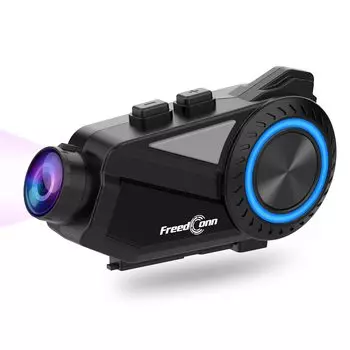 FreedConn Мотоциклетный Интерком R3 Интерком с Камерой 6 Человек 1000M Одновременные Звонки Интерком для Мотоциклов Сверхширокий Угол 2K Четкое Изображение