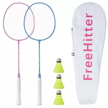 FreeHitter 2-х предметная ракетка для бадминтона Набор для бадминтона Prestrange ракетка для бадминтона - 1 сумка для переноски розового и синего цвета