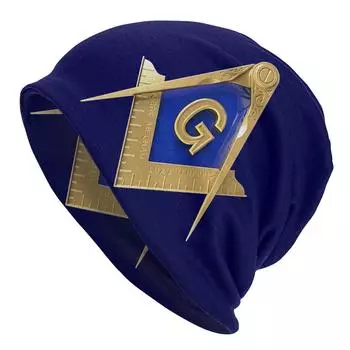 Freemason Золотой Квадратный Компас Синий Фон Масонские Женские Шапочки Унисекс Велосипедная Лыжная Кепка Двухслойная Тканевая Капот Шляпа One Size