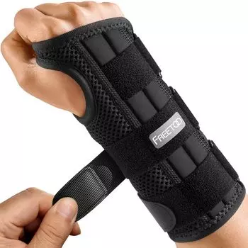 FREETOO Wrist Supporter обновлен Легкий металлический фиксатор 3D-сетка Не получает Daily Right размер M [Последняя версия] исправлено, структура, душно, унисекс, чёрный
