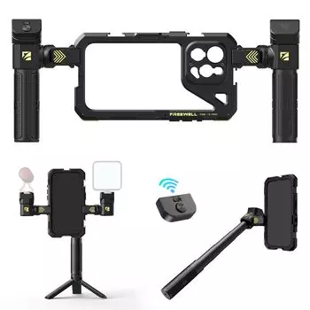 Freewell Genius Rig совместим с iPhone 15 Pro Genius Rig Стабилизатор вращения Селфи-палка Штатив Пульт дистанционного управления 360°