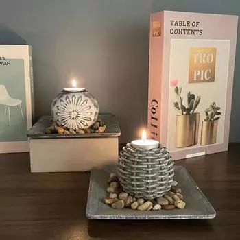 French American modern simple wooden spherical candlestick decoration living room romantic creative decoration candle holder 1