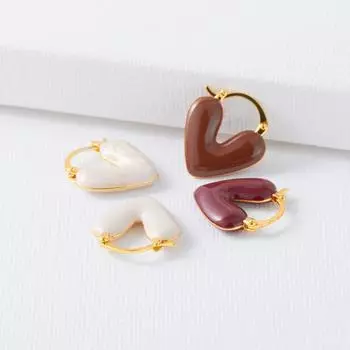 French autumn and winter retro Maillard style love enamel earrings earrings light luxury high sense hot sale