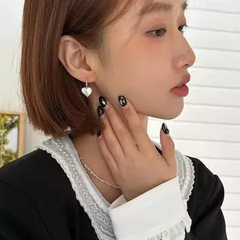French brushed three-dimensional love earrings 925 silver needle niche design sense versatile high-end cold wind earrings new 925 silver needle