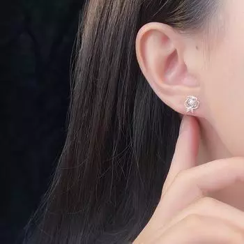 Серьги «Французская камелия» Женские Изысканные Простота Простой Дикий Свет Роскошный Дизайн Чувство