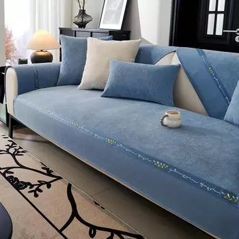 French Chenille Sofa Mat with Jacquard Anti Slip Thickened Backrest Sofa Cushion Home Living Room Decoration Grey Couch Cushion 70x70cm 1pcs