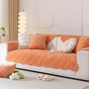 Подушка для дивана в французском кремовом стиле, зимний однотонный плюшевый новый утолщенный чехол, нескользящий чехол для дивана, подушка для полотенца 70*70cm