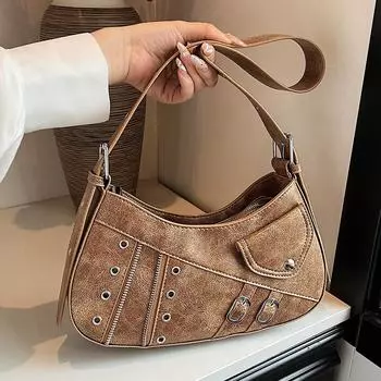 French Design Retro Underarm Messenger Bag Women S Fashion Hong Kong Style Shoulder Underarm Bag хаки