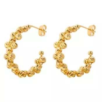 French Elegant Bead Woven Earrings Women S Cold Copper Material Ear Buckles Exquisite Fashion Gold Plated C Earrings