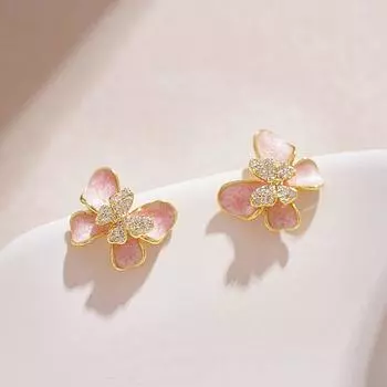 French Entry Lux Butterfly Studs Women s Niche Design Classy Light Luxury Earrings Pink Pearlescent Earrings 2025 New Arrival 925 silver needle