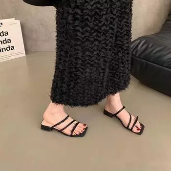 French evening breeze bow high heels silver sandals female summer wear thick heel cool slippers with skirt fairy shoes 35 чёрный