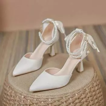 French evening wind single shoes women s summer 2025 thin heel pointed comfortable not tired feet sandals temperament fairy style high heels 34