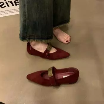 Французские туфли на плоской подошве женские весенние увеличивающие рост маленькие ароматные одинарные туфли мягкая подошва ретро туфли Мэри Джейн 35 чёрный