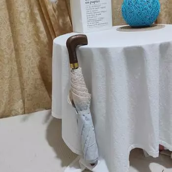 French Fresh Light Fragrant Breeze Black Gel Sun Protection Double Fold Embroidered Lace Clear Umbrella Features Umbrella Handle