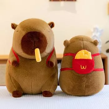 French Fries Backpack Capybara Plush Doll Gluttonous French Fries Stretchable Girl Gift 25cmkg