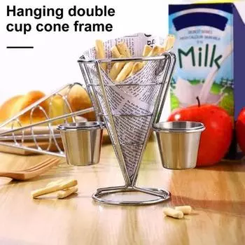 Корзина для картофеля фри с соусом, подставка для закусок, подставка для чипсов из нержавеющей стали для ресторана, шведского стола, пикника A