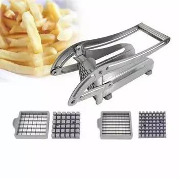 French Fry Cutter Stainless Steel Potato Chipper Fast Cutting Potato Chip Cutter with 36/46Holes Blades Manual Food Slicer Dicer белый