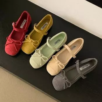 French gentle bow Mary Jane shoes women s 2025 spring new inner height increase ballet shoes with skirt single shoes 35