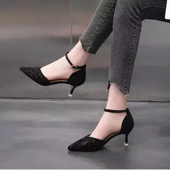 French Girl High Heels Female Slender Heel Temperament Female 2024 New Design Sense Niche Pearl Single Shoes 34 бежевый
