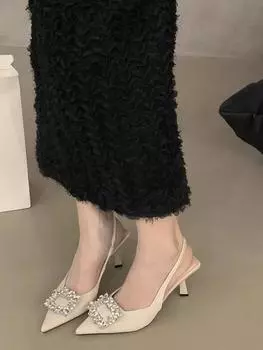 French going out daily fairy high heels bag head sandals women s shoes 2024 explosion new summer new Chinese single shoes 35