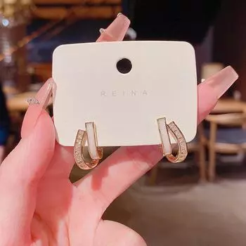 French High-End S925 Silver Shell Geometric Earrings - Elegant Fairy Style Fashion Accessory золотой