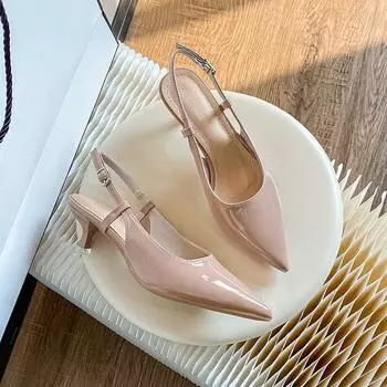 Французские босоножки высокого класса для женщин, лето 2024, новые туфли на высоком каблуке с острым носком 35