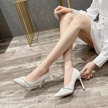 French high-end women s shoes 2024 stiletto sandals women s outer wear small fragrant style high heels pointed rhinestone single shoes women s tide 34