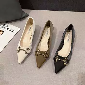 French high heels kitten heel new pointed French single shoes small fragrant temperament celebrity stiletto women s shoes 335-32 35 чёрный