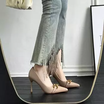 French high heels women s 2025 new summer pointed single shoes empty stiletto fashion European and American style sexy single shoes 34