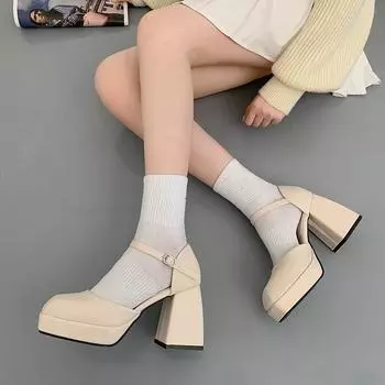 French high heels women s 2025 spring and summer new good-looking basic big head shoes simple black platform shoes elegant single shoes 35 чёрный